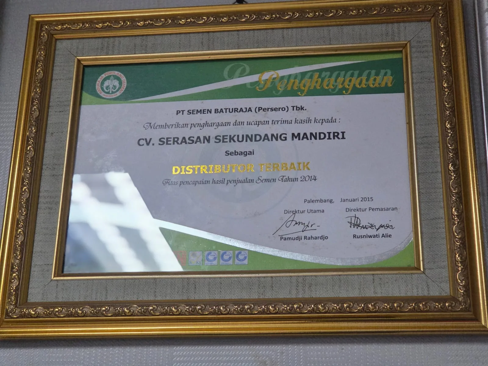Distributor Terbaik dari PT Semen Baturaja (Persero) Tbk.