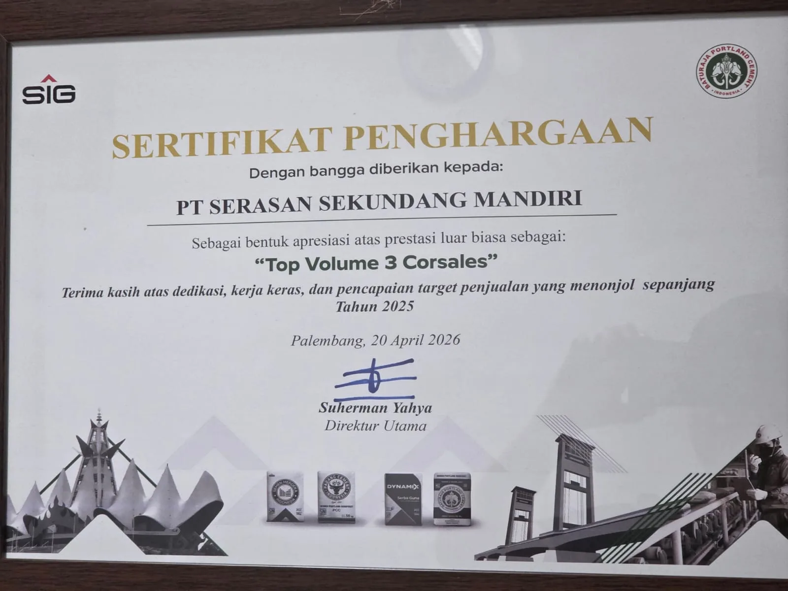 Top Volume 3 Corsales dari SIG & Semen Baturaja